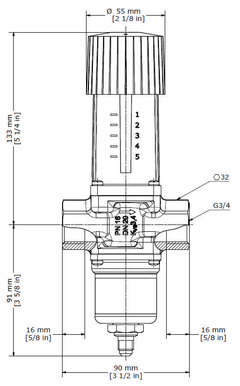 Vattenventil WVFX20 Danfoss 003N3105 3/4