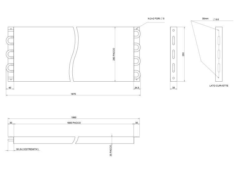 Lamellelement 8T 1R 1800 x 280 Epoxylackad 3/8