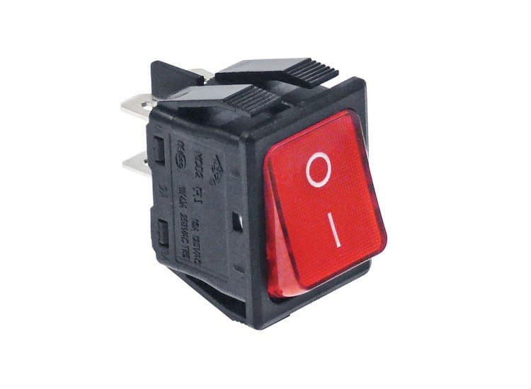 Vippströmbrytare Röd Rektangulär 0-1 250V 16A