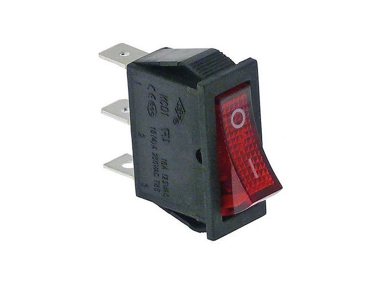 Vippströmbrytare Röd 0-I Rektangulär 1NO 16A