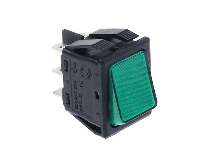 Vippströmbrytare Grön Rektangulär 250V 16A