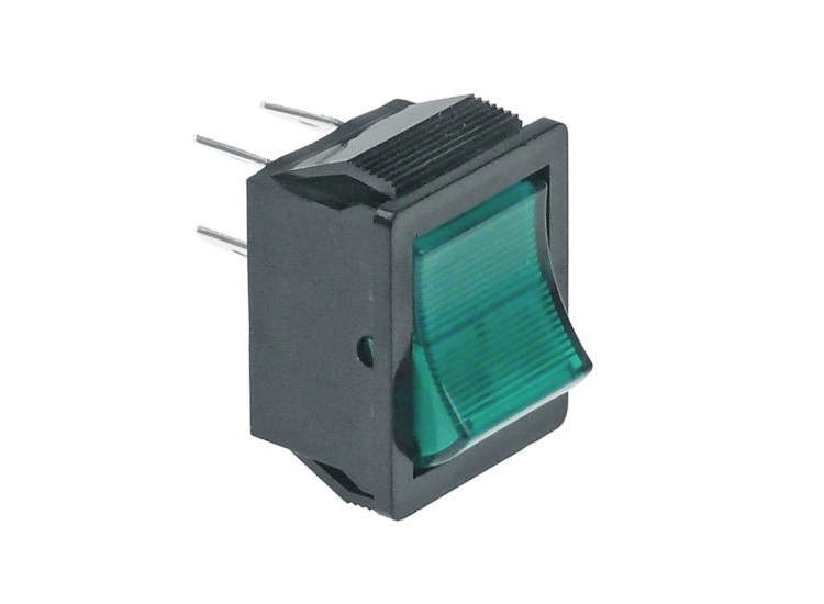 Vippströmbrytare Grön Rektangulär 250V 20A