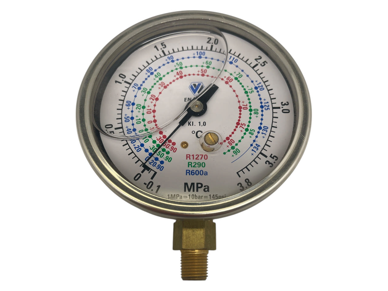 Högtrycksmanometer - olje fyld WIGAM, ø80mm, R600a, R290-R1270