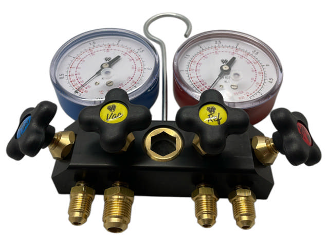 Manometer Wigam 4-vägs R32; R410A (3x5/16'' + 1x3/8'' SAE) utan slangar
