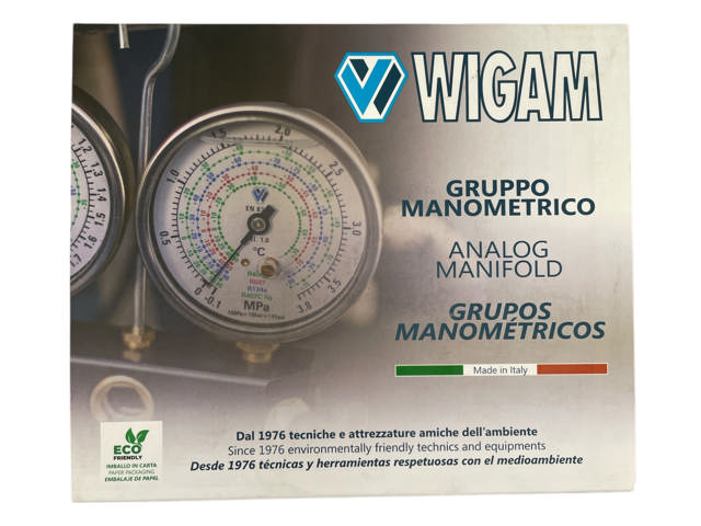 Manometer Wigam 4-vägs R32; R410A (3x5/16'' + 1x3/8'' SAE) utan slangar