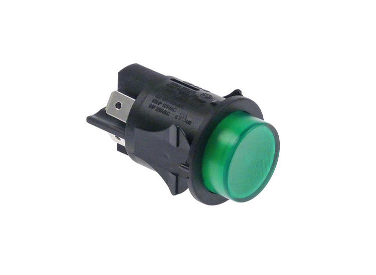 Tryckströmbrytare Grön Ø 25mm, 2NO, 250V, 16A