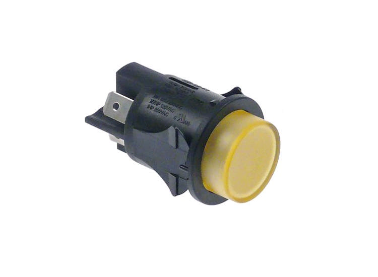 Tryckströmbrytare Gul Ø 25mm, 2NO, 250V, 16A
