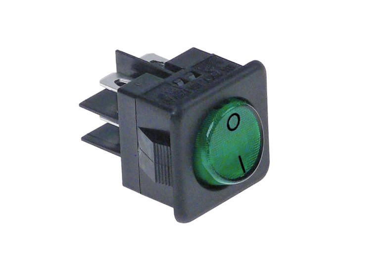 Strömbrytare Grön 27.8x25mm 2NO 250V 16A Upplyst