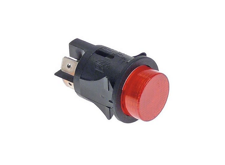 Tryckströmbrytare Röd återfjädrande Ø 25mm, 1NO 16A 250V