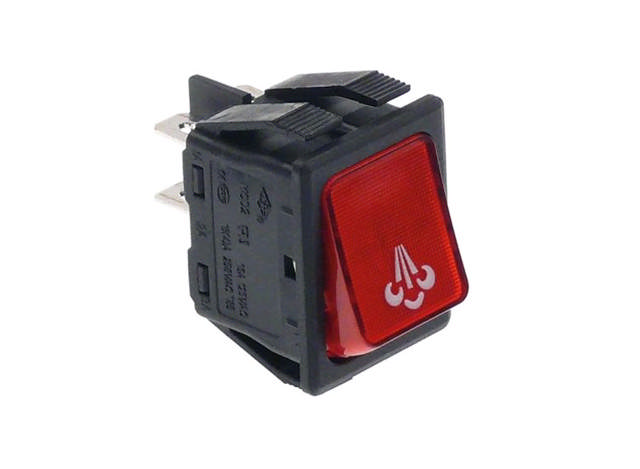 Strömbrytare Rocker 30x22mm Ånga  Röd 250V 16A