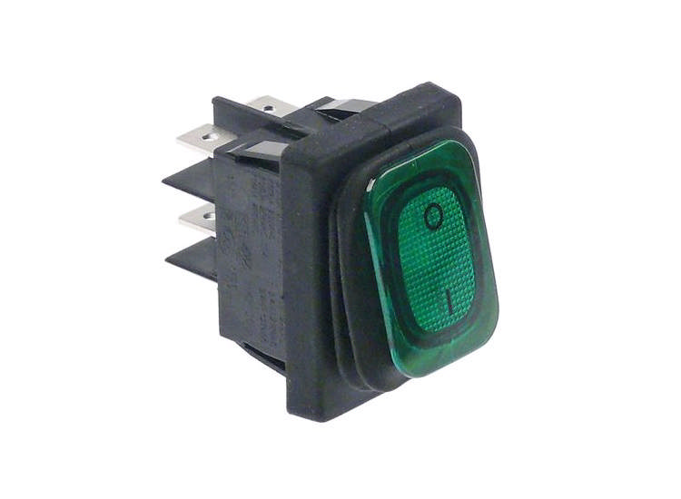 Vippströmbrytare Grön Rektangulär 0-I 16A/250V