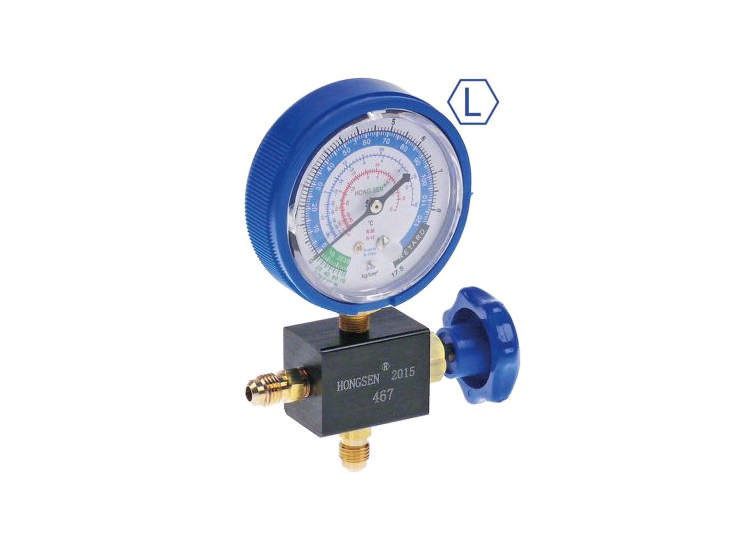 Manometer HS-467AL 1-vägs R12/R22/R134a/R404a 1/4