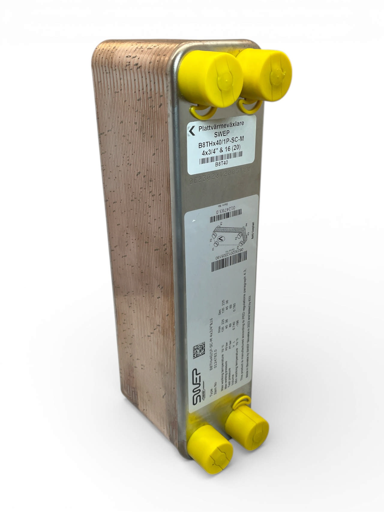 Plattvärmeväxlare SWEP, B8THx40/1P-SC-M, 4x3/4'' & 16 (20)