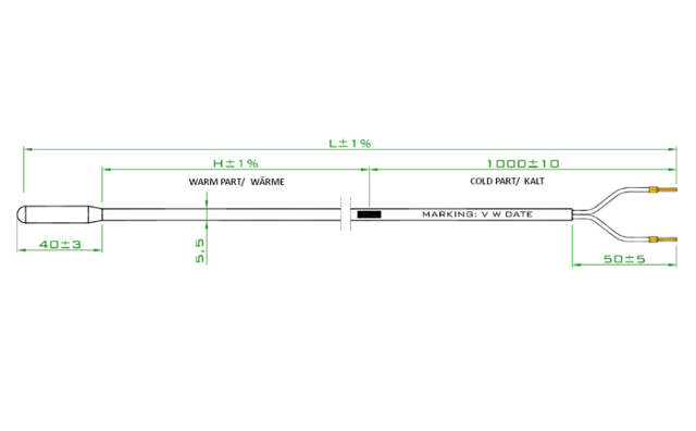 Avloppsvärmekabel 80W 40W/m (230V) Längd:3m, Neutral:1m, Värme:2m