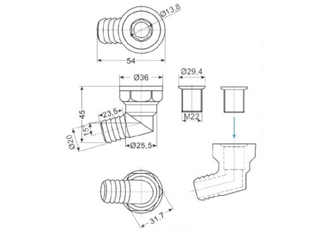 Avloppspip vinklad vit