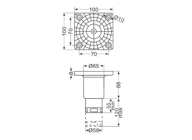 Justerbart ben plast grå (143 - 208 mm)
